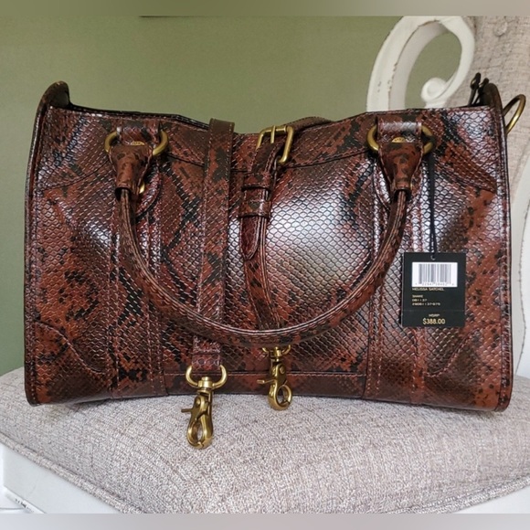 NWT Frye Melissa Satchel Snake Embossed Leather Crossbody - Picture 8 of 8